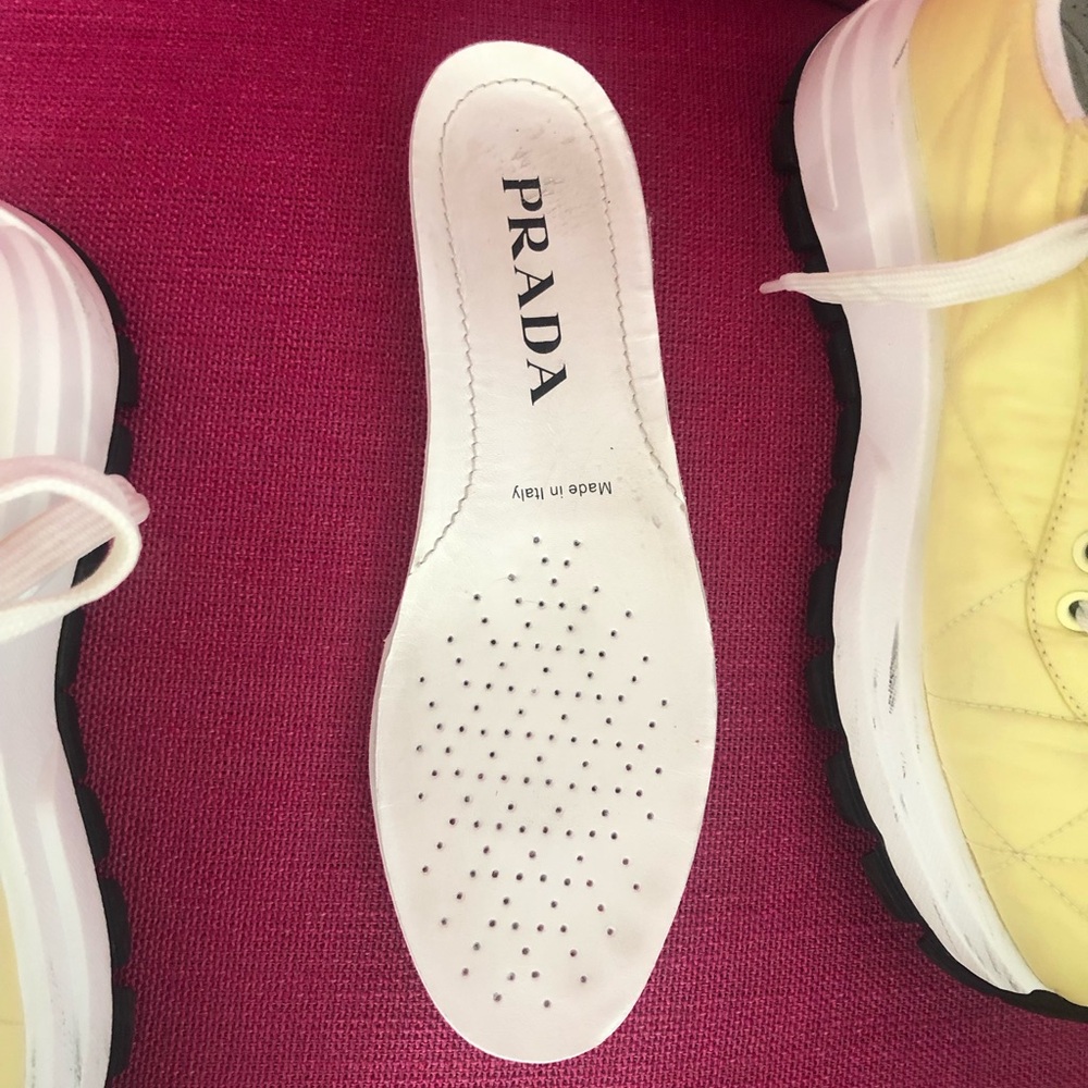 Prada Yellow Nylon Quilted Sneakers Size 36 - Picture 9 of 10